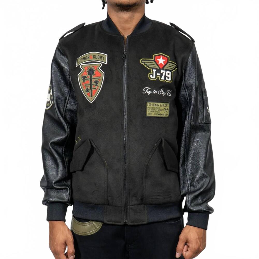 NEW JUREN honor & glory bomber jacket in black/ olive